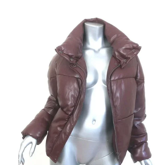 Apparis Jemma Faux Leather Puffer Jacket Cocoa Brown Size Medium NEW